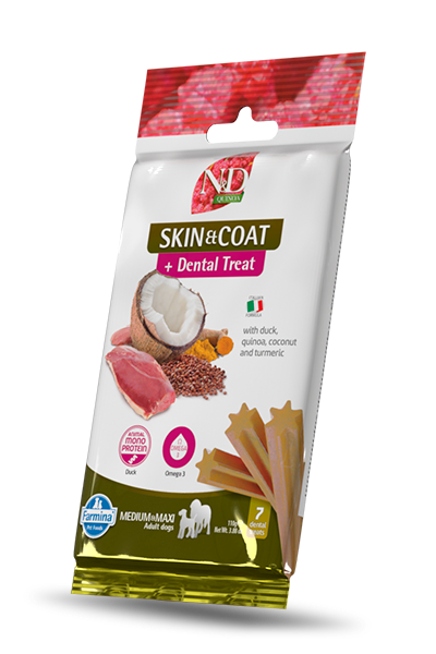 N&D Quinoa Skin & Coat & Dental Care Treat With Duck, Coconut and Turmeric Medium & Maxi - Zoo-PetShop