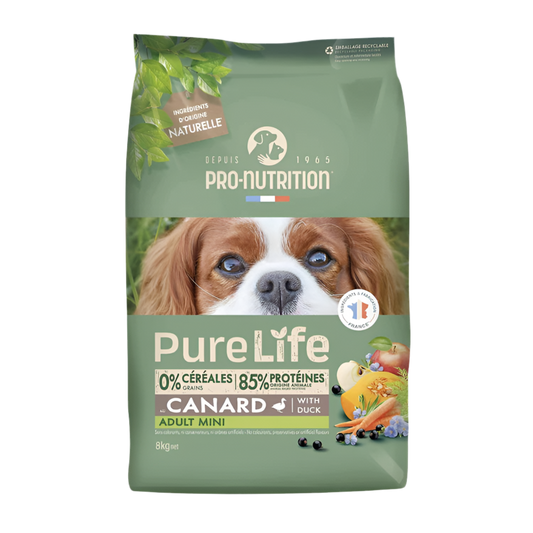 Pure Life Dog ADULT MINI with Duck 8 kg - Food for small breed dogs - 10 kg with duck. Grain and gluten free.