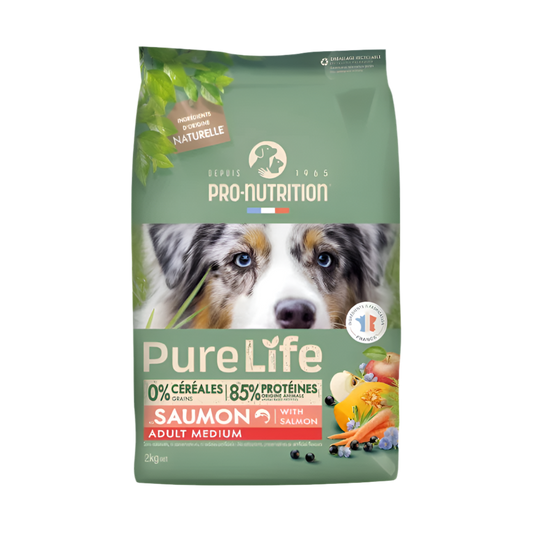 Pure Life Dog Adult Medium with Salmon 2kg – Grain &amp; Gluten-Free Food for Adult Medium Breeds (10-25kg)