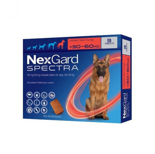 NEXGARD SPECTRA NEXGARD SPECTRA – AGAINST FLEAS, TICKS, HEARTFIGHTERS, ROUNDWORMS 30-60 kg