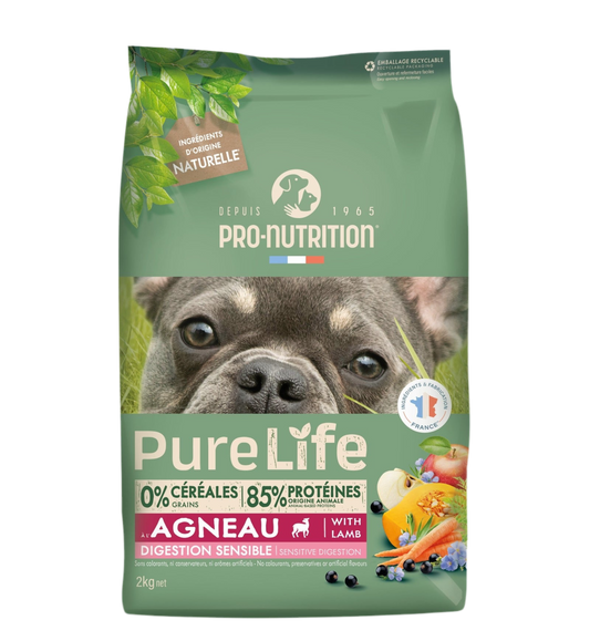 Pure Life Dog ADULT with Lamb 2 kg - Food for dogs with sensitive digestion. With lamb, grain and gluten free. Suitable for all breeds over 1 year old.