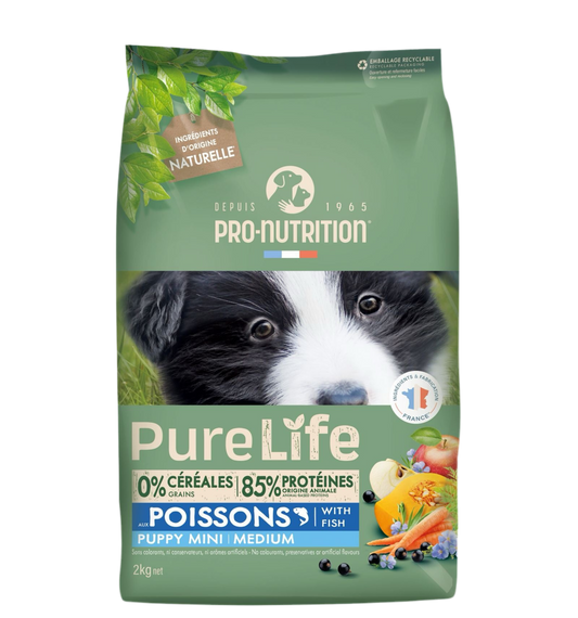 Pure Life Dog Puppy Mini/Medium Fish 2kg – Grain &amp; Gluten-Free Food for Puppies &amp; Nursing Dogs
