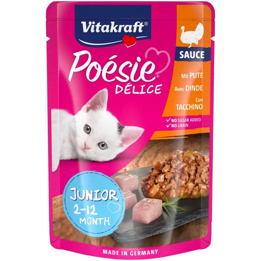 Vitakraft, POÉSIE DÉLICE пауч JUNIOR с ПУЙКА в сос, пуешки гърди - Zoo-PetShop