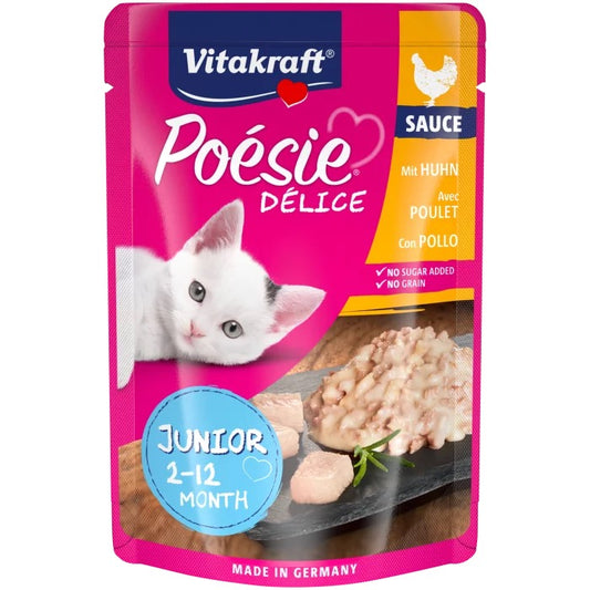 Vitakraft, POÉSIE DÉLICE пауч JUNIOR с ПИЛЕ – вкусен сос с истински парченца месо - Zoo-PetShop