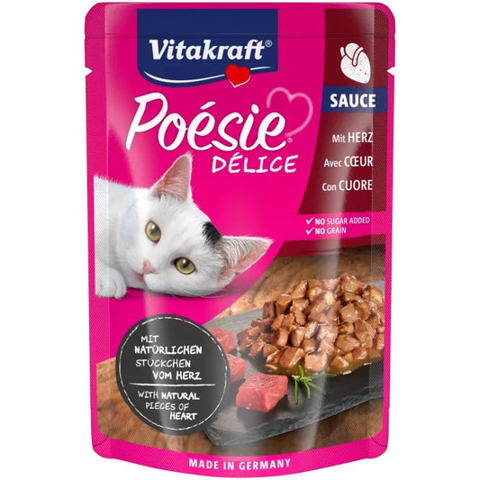 Паучове за котки - вкусен сос с истински парченца от сърца 85 г - Vitakraft POESIE Pouch - Zoo-PetShop