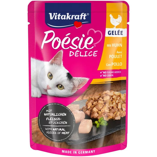 Паучове за котки - вкусен сос с истински парченца пилешко месо 85 г - Vitakraft POESIE Pouch - Zoo-PetShop