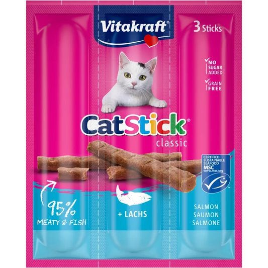 САЛАМЕНА ПРЪЧИЦА ЗА КОТКИ – "мини", 3 бр. със сьомга, Vitakraft - Zoo-PetShop
