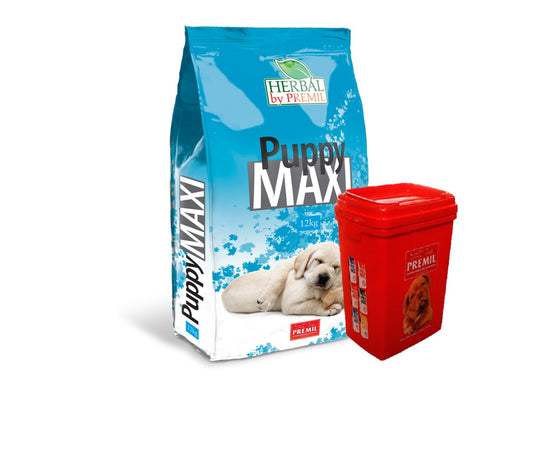 PREMIL MAXI PUPPY HERBAL LINE – Храна за подрастващи кучета от едри и гигантски породи, 12 кг. - Zoo-PetShop