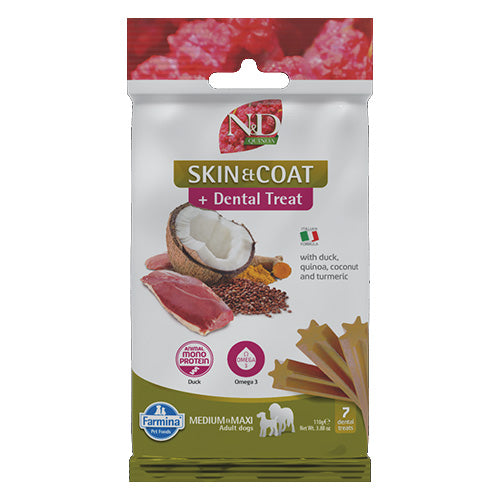 N&D Quinoa Skin & Coat & Dental Care Treat With Duck, Coconut and Turmeric Medium & Maxi - Zoo-PetShop