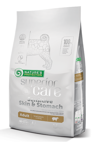 Sensitive Skin &amp; Stomach Lamb Adult Small Breeds! Grain-free complete food with lamb for adult dogs of small and mini breeds with sensitive digestive systems.
 Helps avoid intestinal and skin problems