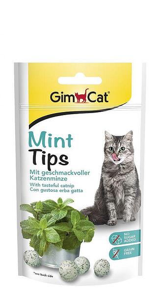 GimCat – Mint Tips – Ментови дражета с котешка трева - Лакомство за котки - Zoo-PetShop