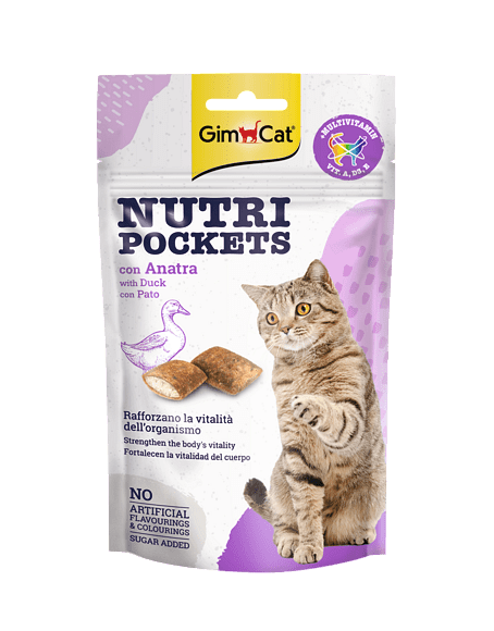 GimCat Nutri Pockets – Хрупкави джобчета с патица + витамини, 60 г - Zoo-PetShop