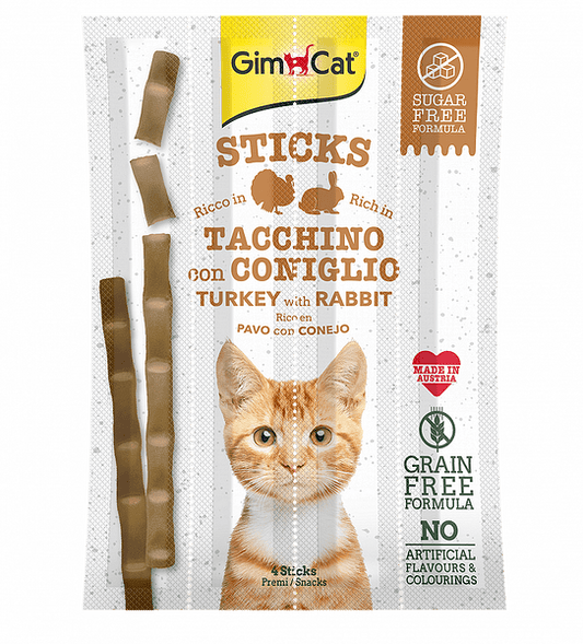 GimCat Sticks - Саламени пръчици, богати на пуйка и заек - 4 бр. - Zoo-PetShop
