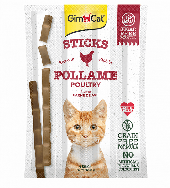 Лакомства за котки - GimCat Sticks - Саламена пръчица с птиче месо 4 бр. - Zoo-PetShop