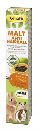 Gimbi Malt Anti-Hairball - Паста за гризачи, подпомагаща естественото изхвърляне на погълнатите косми, 50 г - Zoo-PetShop