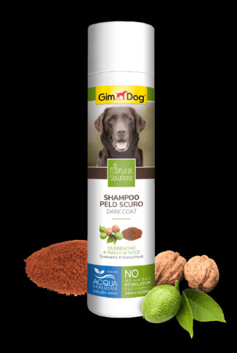 Шампоан за кучета с тъмна козина 250 мл - GimDog Natural Solutions - с кебрачо и орехова обвивка - Zoo-PetShop
