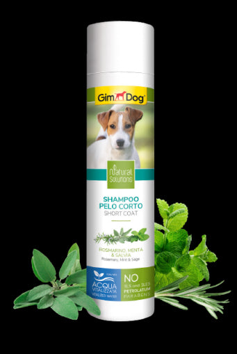 Шампоан за късокосмести кучета 250 мл - GimDog Natural Solutions - с розмарин, мента и салвия (градински чай) - Zoo-PetShop