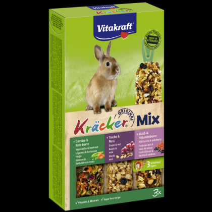 Vitakraft, КРЕКЕРИ “МИКС” 3 бр., Крекер с пуканки и мед, Крекер със зеленчуци и червено цвекло, Крекер с грозде и ядки - Zoo-PetShop