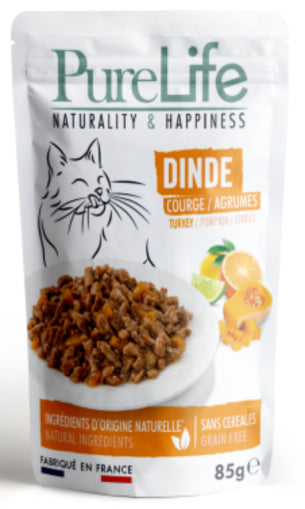 Pure Life Cat пауч за котки - филенца с пуешко в грейви сос с тиква и цитрусови плодове - Zoo-PetShop