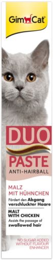 Малцова паста с пиле 50 г - GimCat Anti-Hairball Duo Paste - Подпомагаща изхвърлянето на погълнатите косми - Zoo-PetShop