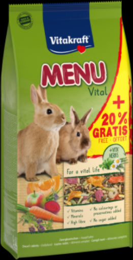 Меню за зайче - 1кг +20% гратис - "Premium Menu Vital" - Zoo-PetShop