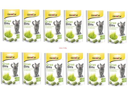 Котешка трева на таблетки - 50g - GimCat GrasBits 12 бр., стек - Zoo-PetShop