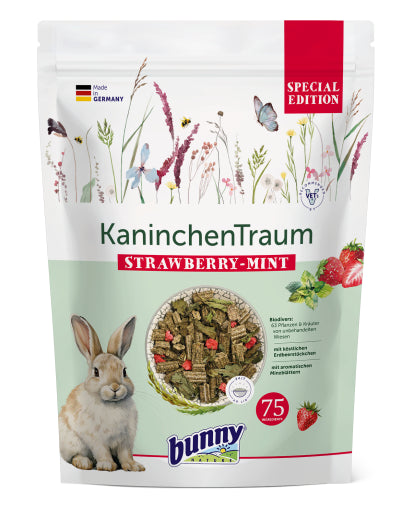 bunny Rabbit Dream STRAWBERRY – MINT 1.5 кг – Храна за зайчета от 6-ия месец с ягоди и мента - Zoo-PetShop